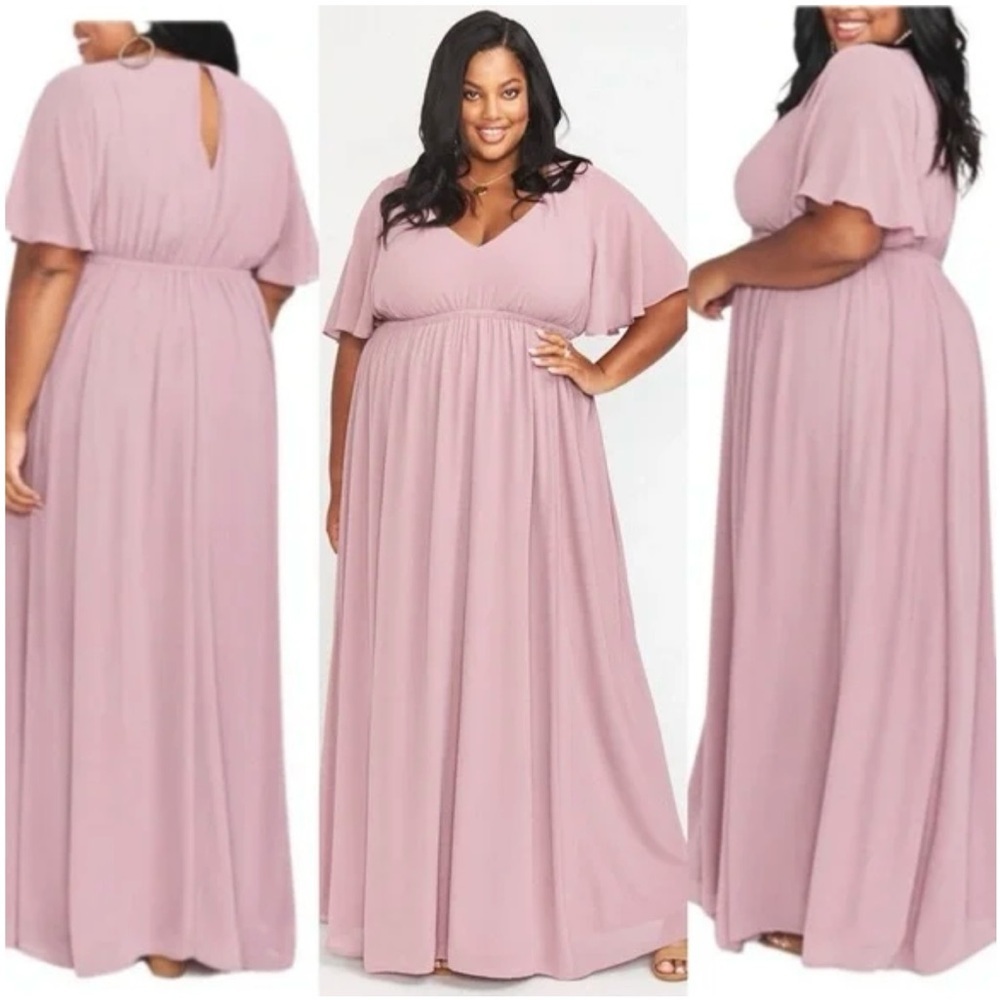 SHOW ME YOUR MUMU Women Emily Empire Maxi Dress Antique Rose Chiffon  1X,2X,3X